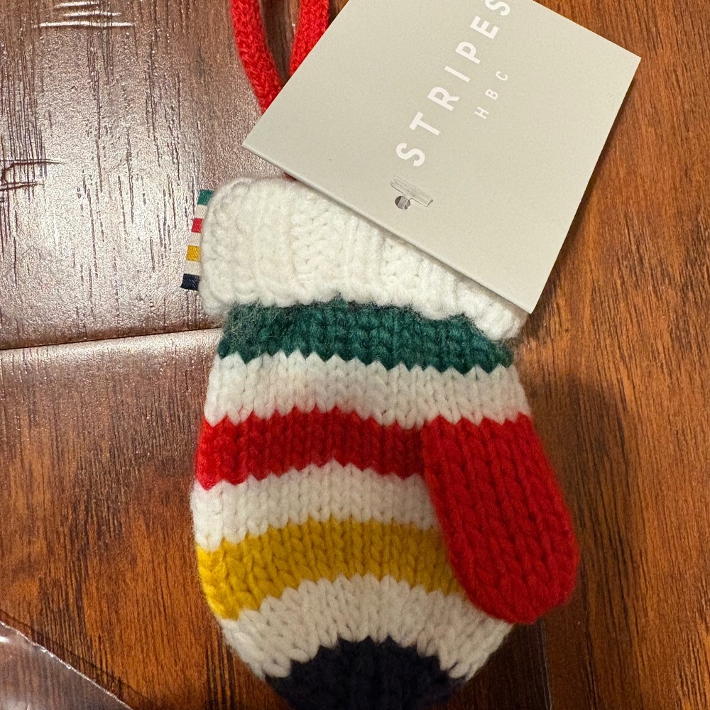 BNWT HBC Stripes Hudson's Bay Company Mitten Glove Christmas Ornament